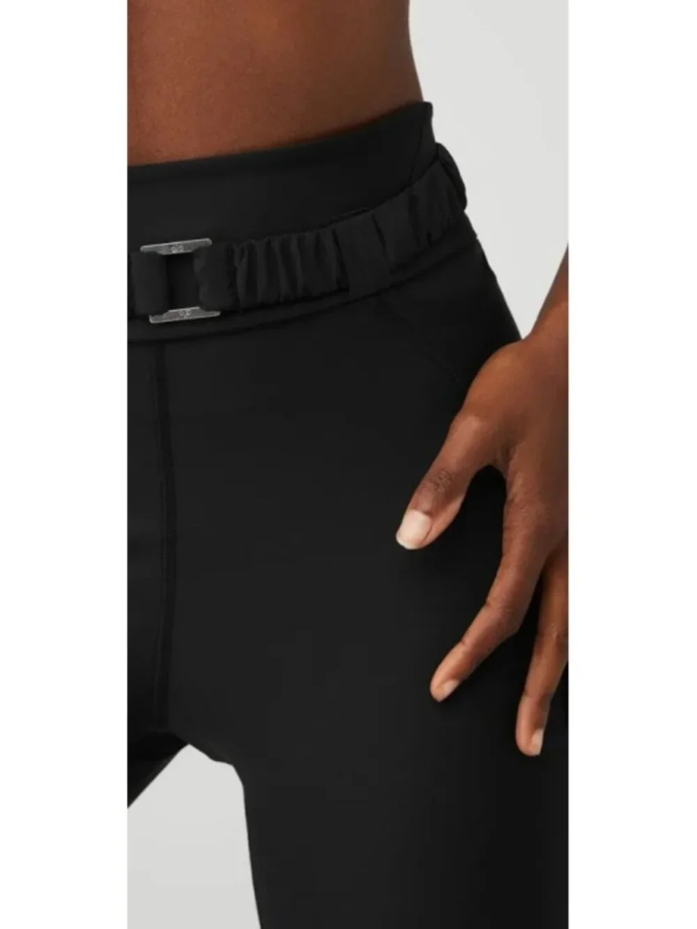 Alo Airlift High-Waist 7/8 Charmer Leggings Black Hi-Rise Waisted Belted Tights